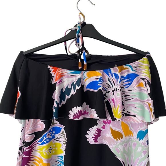 Trina Turk Seychelles Halter Maxi Dress size small Black Floral small medium - Picture 5 of 8